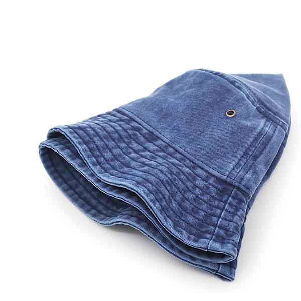 UltraKey Bucket Hat, Bred Brätte Tvättat Denim Bomull Utomhus Solhatt Flat Top Cap för Fiske Vandring Strandsporter