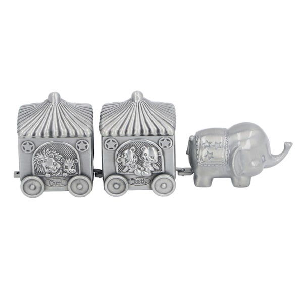 Baby Tand Organizer Elefant Vagn Minnessak Låda Metall Samlingsbehållare för Baby Shower Nyfödd Födelsedagspresent