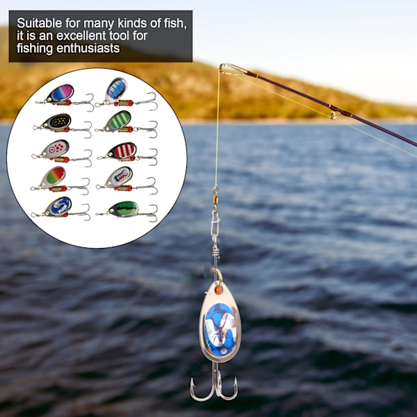 10 st Fiske Spinner Hård Metall Beten Kit Set Spinnerbait Fisketillbehör med Box
