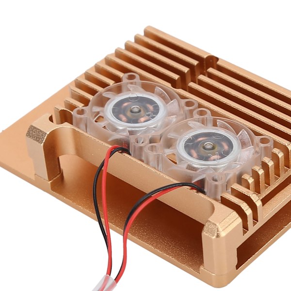 Kylskal i aluminiumlegering med fläkt för Raspberry Pi 4 B-modell Guld