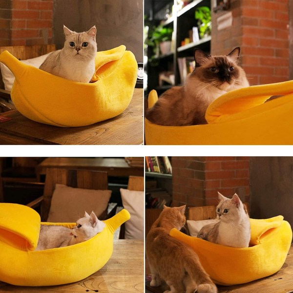 Vinter katt banan säng kennel varm båt husdjur sovande bo bomull
