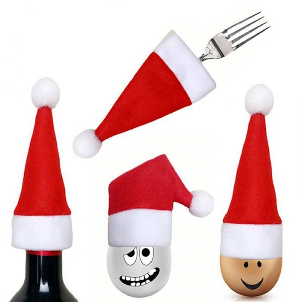 Bestickhållare Set för Julklapp, Festlig Atmosfär med 10 Delar Bestickhållare, Organisera Med Stil för Julbordsdekoration, Mini Tomte