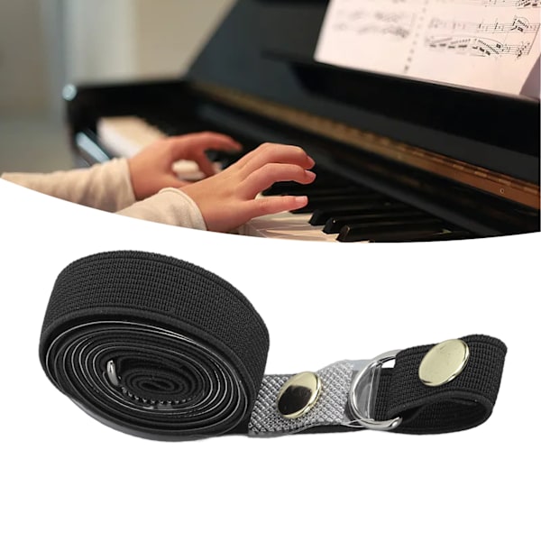 Piano Bok Tryckband Elastisk Portabel Musik Tangentblad Fixeringsbälte Piano Tillbehör Svart