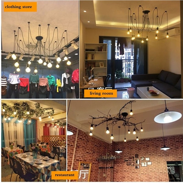 Steampunk Hängande Taklampa, DIY Justerbar Längd, Nostalgisk Klassisk Design, Rustik Ljuskrona, 8 Armar, Varje med upp till 2,0m Kabel, Lämplig för Hemmet