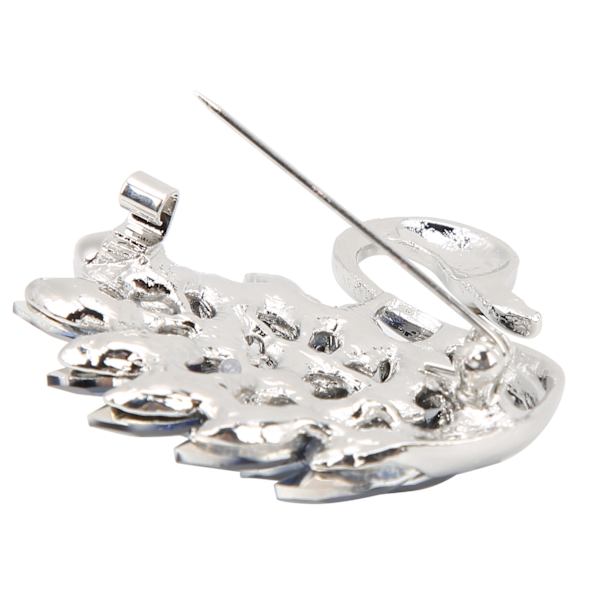 Kvinnors brosch, personlig elegant knappnålsbrosch med svanform för födelsedag, julklapp, silver, mörkblå strass