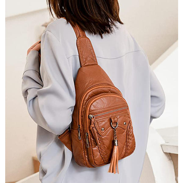 Kvinnors Slings Bag Liten Bröstväska Läder Axelväskor Mobiltelefon Axelväska Crossbody Axelväska Vattentät Handväska Miniväska för Utomhussporter,