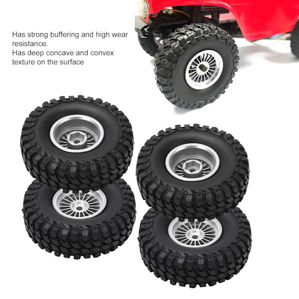 4 st RC-fordonshjul och däck set 55 mm aluminiumlegering fram- och bakhjul för AXIAL SCX24 1/24 RC-bil CrawlerBlack