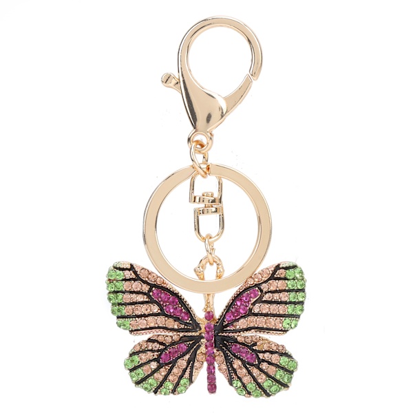 Nyckelring Fjäril Zinklegering Rhinestone Bling Bling Modehänge för Ryggsäck Plånbok Röd Violett
