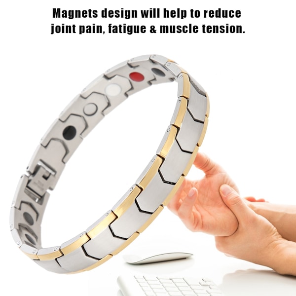 Unik Design Magnetarmband, Justerbar Armbandslängd för Män, Presentklar Premiumkvalitet Titanstål (Silver)