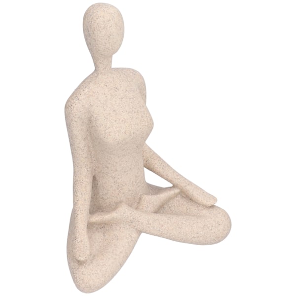 Abstrakt Tänkare Staty, Yoga Skulptur Med Unik Design Heminredning För Multi-Scenanvändning, Skrivbordsdekor I Harts I Sandstensfärg, Perfekt Gåva För
