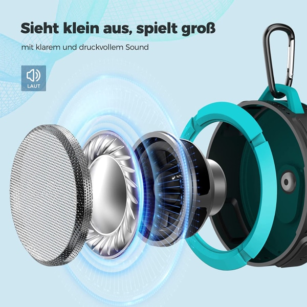 Vattentät bluetooth högtalare, bluetooth duschhögtalare hög stereo, duschhögtalare bluetooth trådlös med klämma och sugkopp, liten bärbar