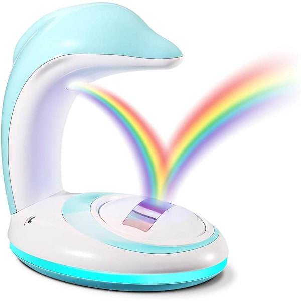 Delfin regnbåge projektionslampa, plug in USB regnbåge projektor, färgad lampa, dröm nattlampa, baby sänglampa, barnrum sänglampa