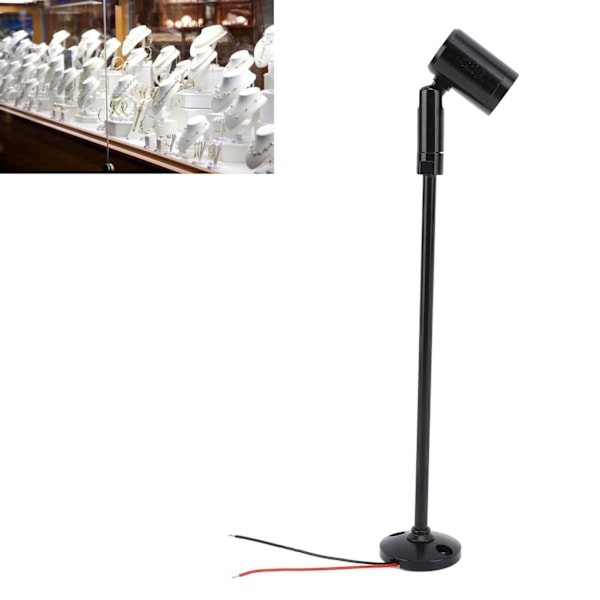 LED Mini Spotlight Smyckesmonter Displaybelysning DC12V Upprätt Mini Vitrinskåpslampa Ögonvård Stabil Värmeavledning Svart Varmt Ljus