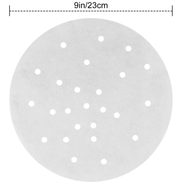 BremerLuft 100-pack Dim Sum-papper Diameter 23 cm som bas för bambuångare, varmluftsfritöser, ångkokare, airfryer-foder, non-stick-beläggning,