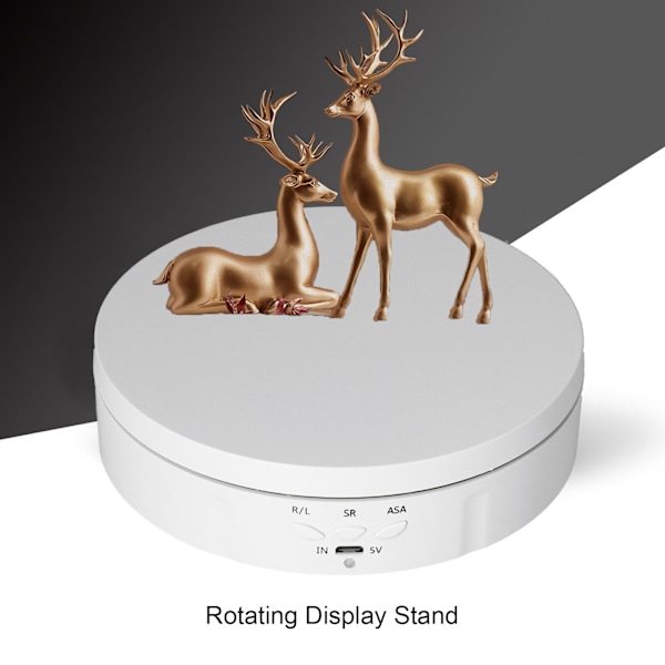 145mm 360° Rund Automatisk Roterande Display Stativ 3 Hastighetskontroll USB-driven Smyckeskivspelare för Utställning Vit