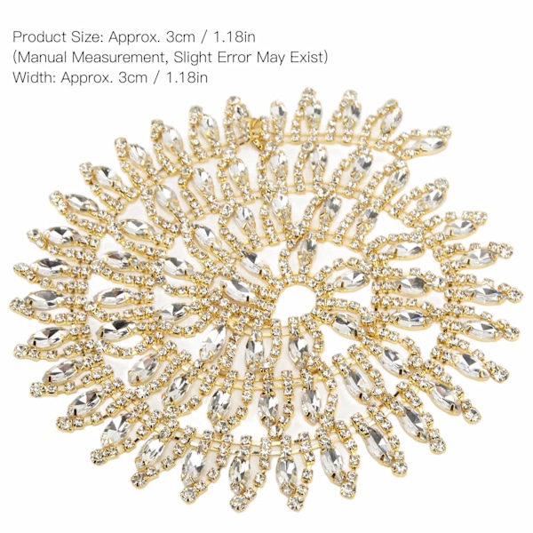 Rhinestone Trim 1yd Lång Fadeless Elegant Utsökt Tassel Design Bred Applikation Rhinestone Frans Vit Rhinestone På Guld