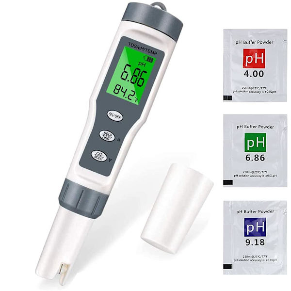 Readcly - PH-testare, elektronisk 3-i-1 pH-testare för simbassänger, TDS-termometer, vattenkvalitetstestare med LCD-display och avläsningsnoggrannhet, för