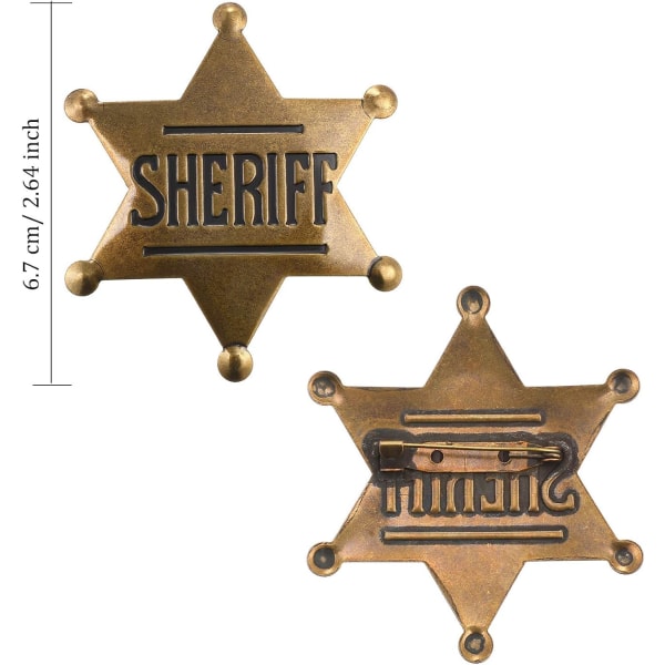 5 stjärnor Sheriff Badge Old West Kostym Badge Brons Leksak Badge Festgåvor