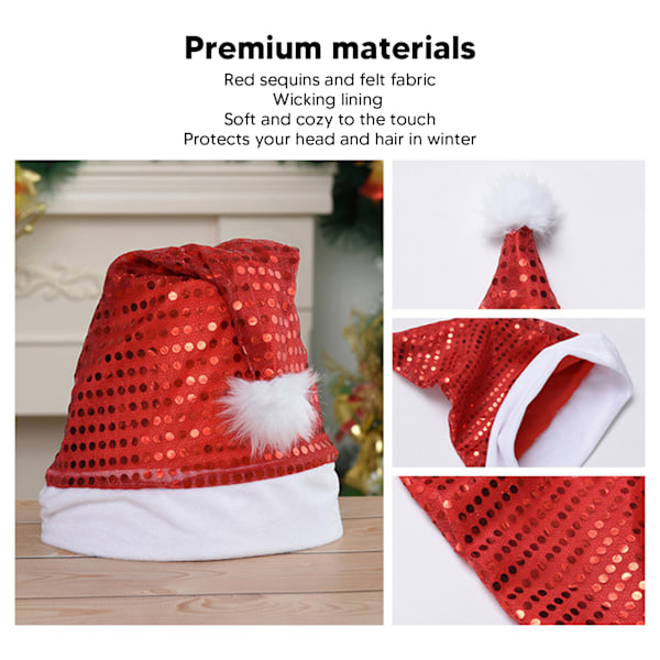2 st Julpaljetthatt Mode Söt Rolig Innovativ Glitter Bekväm Jultomtehatt Set för Vuxna Barn