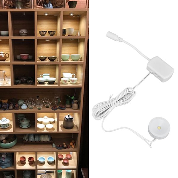 LED Under Cabinet Puck Lights Dimbara Ultratunna Runda Skåpslampor för Utställningshallar Skåp 1 för 5