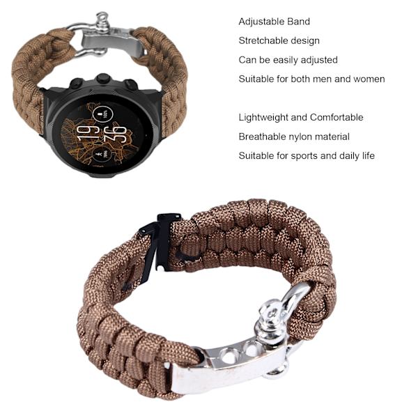 Ersättningsflätat klockarmband för Suunto7, andningsbart mjukt legeringsspänne, flätad ögla, armbandsrem 24mm Brun