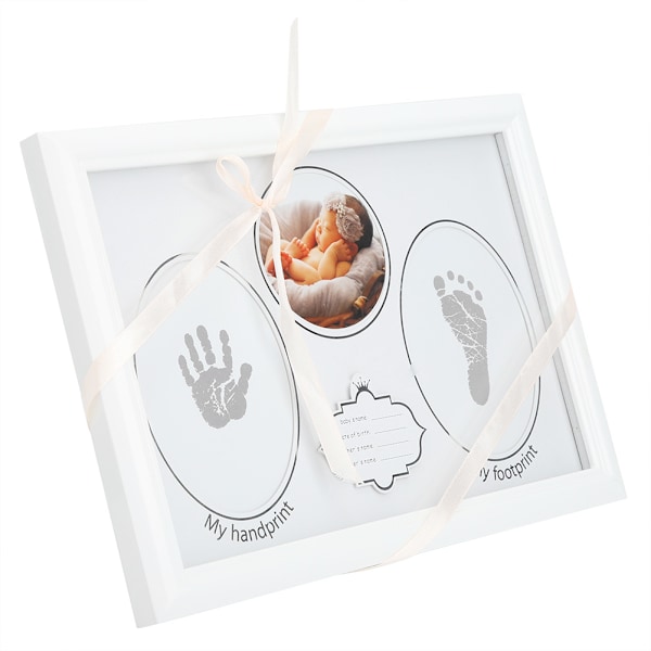 Baby Hand & Foot Print Clay Cast Kit & Fold Photo Picture Frame Christening Gift Memorial Frame