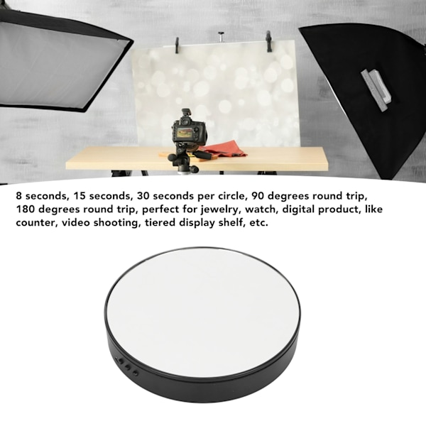 Roterande Displaybas Svart 360 Grader 5kg Lastkapacitet Batteri Eller USB-ström Lågt Ljudnivå Vridbar Displayställ