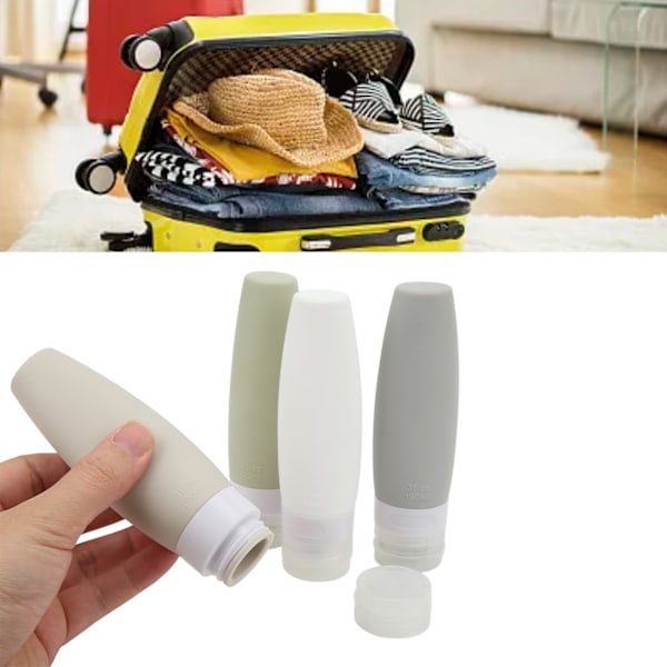 4 st Silikontub för Resor Stor Öppning Design Läckagesäker 90ml 4 Färger Klämbara Reseförpackningar Set för Resor