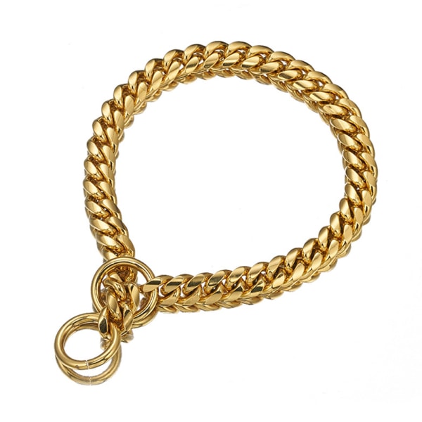 Halsband i roséguld till hund, 10 mm tjock kubansk kedja hundhalsband,