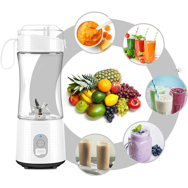 Bärbar Juice Blender, Trådlös & Portabel Design, Uppladdningsbar med USB-port, Stark Mixningskraft för Färska Juicer & Smoothies, BPA-Fri