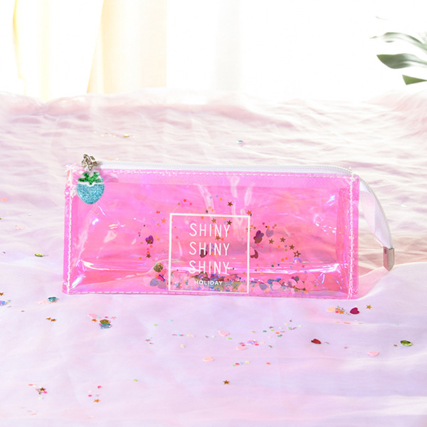 Glitter Transparent Pen Organizer Bärbar Pennfodral Väska Skola Kontorsmaterial (#2)
