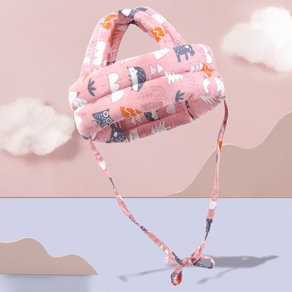 Spädbarns Säkerhetshjälm Huvudkudde Stötfångare Skydd Baby Mjuk Huvudskydd för Löpning Gång Krypning Rosa Skog