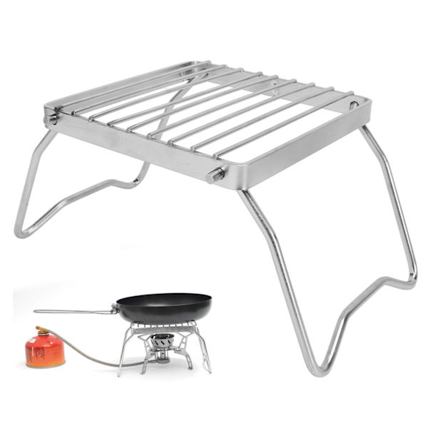 Hopfällbar lägereldgrill i rostfritt stål, hopfällbar campingspisgaller, nät för grillning, picknick, camping, backpacking