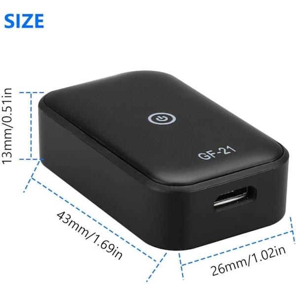 Gf-21 Realtidsspårningssystem, Mini GPS-tracker med magnetisk fästning och GSM GPRS-teknik för noggrann övervakning