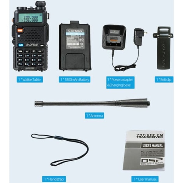 BAOFENG UV-5R Amatörradio med Mikrofon och Lång Räckvidd