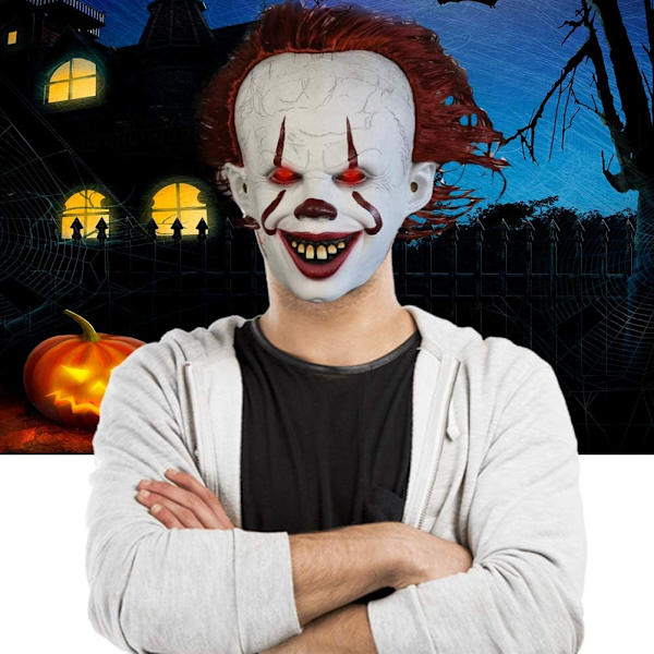 Latex skräck LED-mask Halloween Pennywise Cosplay Clown Carnival Costumes
