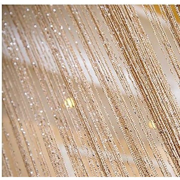 Dörrgardin, Silver Dekorativ Stränggardin 100 x 200 cm Väggpanel Fönster Dörr Rum Frans, Ideal Dörrsträng, Myggnät, Rumsskärm