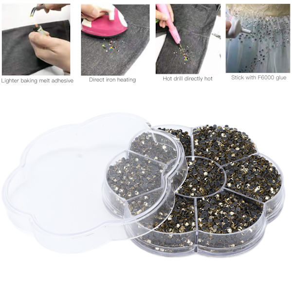 14400 st Flat Back Rhinestones Bländande Färgglada DIY Robusta Regnbågsfärgade Rhinestones Runda Pärlor för Manikyr Makeup Ljusgul