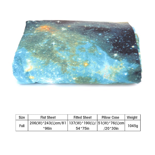 3D-tryckt himmel platt lakan örngott sängkläder set 3 st/4 st (#2)
