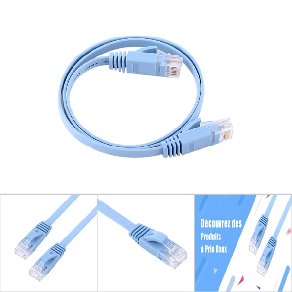 RJ45 CAT6 Ethernet Nätverk Platt LAN-kabel UTP Patch Router-kablar 1000M Blå 0,5 meter