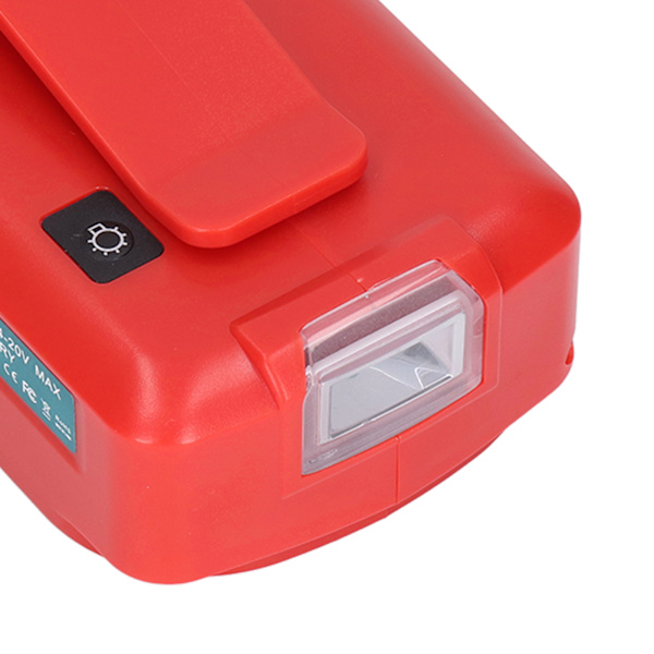 Lithium Batteri USB Adapter Konverter med LED Arbetslampa Bältesklämma för 14.4‑20V ADP05 12VDC Typ B