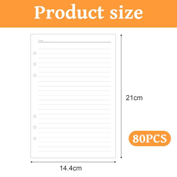 A5 Refill Papper Linjerat - 80 Ark A5 Refillblock för A5 Dagbok, Lösa Refill Inlägg för Planerare A5 Papper, A5 Linjerat Papper Refill för Skolan