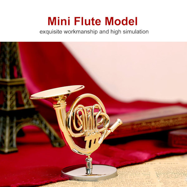 Miniatyrflöjt utsökt färg elegant stark hållbar metall hög simulering mini flöjtmodell för bordshylla skåp