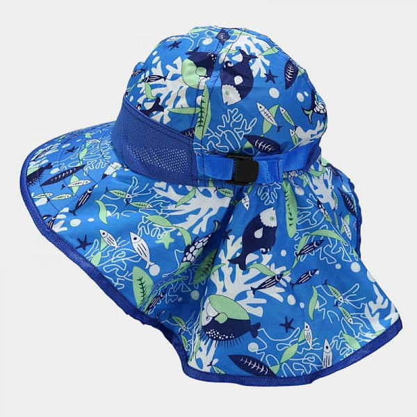 Justerbar andningsbar solhatt för baby, solskydd sommarhatt för småbarn flickor pojkar keps nackskydd med bred brätte UPF 50+ unisex mössa