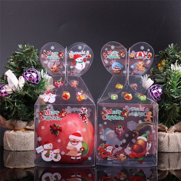 20 st PVC Transparent Jul Dekoration Presentask Karamell Äppelask