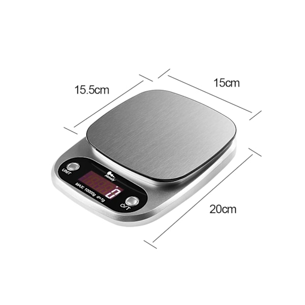 Digital köksvåg - Från 1 g till 10 kg - Rostfritt stål - Hög precision - Med LCD-display