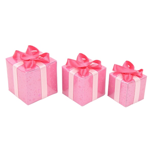 3 st Mini Boxar Prydnader Söt Stil 1/12 Skala DIY Pappersmaterial Julpaket Figur Set för Semester Dekoration