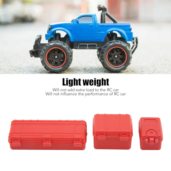 3 st RC-bilsimulering Resväska Fodral Stor Medel Liten RC Crawler Resväska Dekoration för 1/18 1/24 Röd