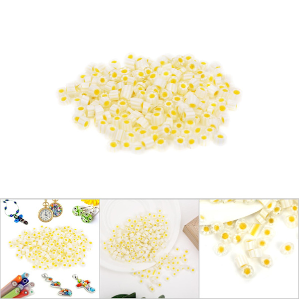 50g / påse Millefiori Glas Fusible Glaspärlor Blomma Mönster DIY Handgjord Dekoration (QH4-4 Vit Sju-bladig Blomma)