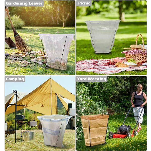 Trädgårdssopkassehållare, utomhus sopsäckshållare stativ - Heavy Duty Metal Garden Sopkasse Stödram för 30-45 Gallons Kapacitet, Multi-Use